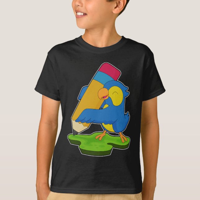 Papagei Pupil Pencil School T-Shirt (Vorderseite)
