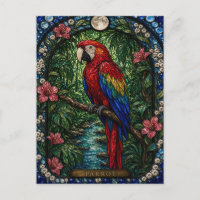 Papagei, Regenwaldblüte Buntglas