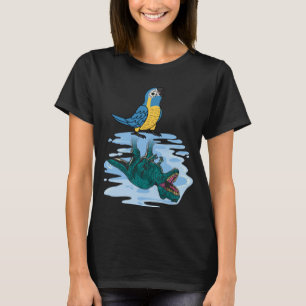 Papagei & Rex Reflektion I Blauer Rasen T-Shirt