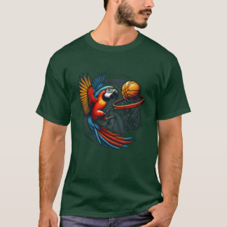 Papagei spielt Basketball Hobby Sport Vögel lustig T-Shirt