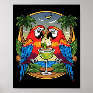 Papagei trinkt Margarita Sommer Frauen Vogel Liebh Poster