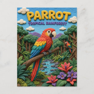 Papagei, tropischer Regenwald-Ton-Kunst Postkarte