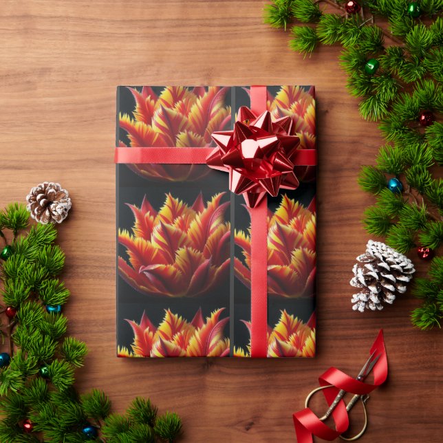 Papagei Tulip Blumenrot und Gelb Geschenkpapier (Feiertagsgeschenk)
