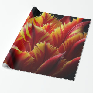 Papagei Tulip Blumenrot und Gelb Geschenkpapier