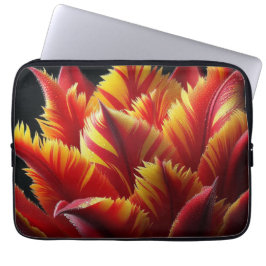 Papagei Tulip Blumenrot und Gelb Laptopschutzhülle