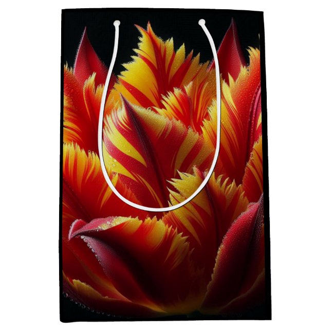 Papagei Tulip Blumenrot und Gelb Mittlere Geschenktüte (Vorderseite)