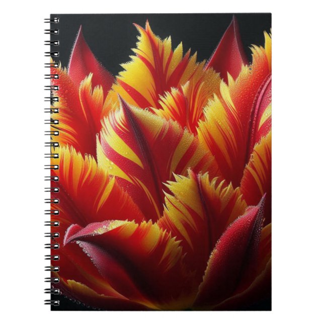 Papagei Tulip Blumenrot und Gelb Notizblock (Vorderseite)