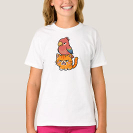 Papagei und orange Katze T-Shirt