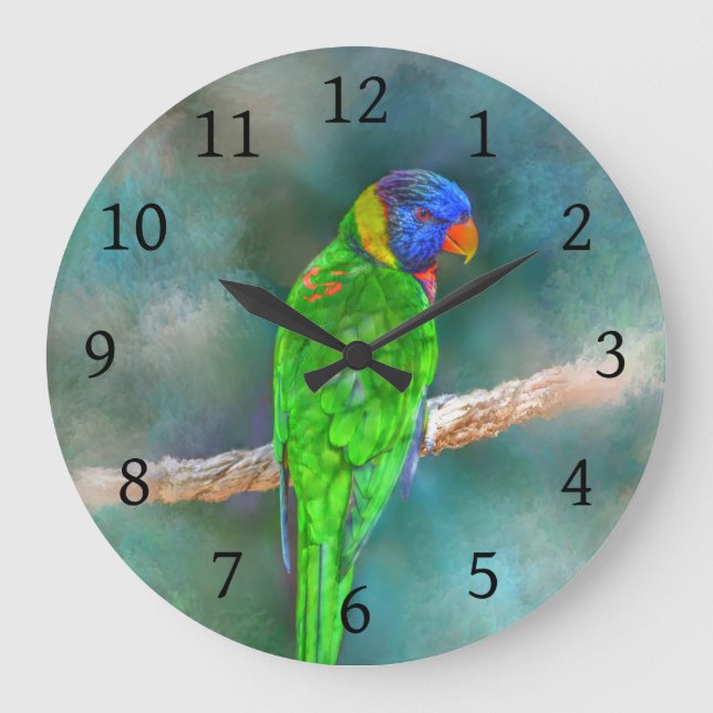 Papagei-Vogel 80 Große Wanduhr (Vorderseite)