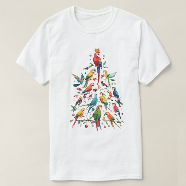 Papagei-Weihnachtsbaum-Hemd T-Shirt (Design vorne)