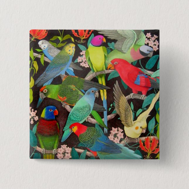 Papageien der Welt II Button (Vorderseite)