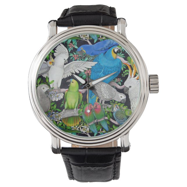 Papageien der Weltwache Armbanduhr (Vorderseite)