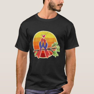 Papageien in Liebe T - Shirt Sunset Retro Geschenk