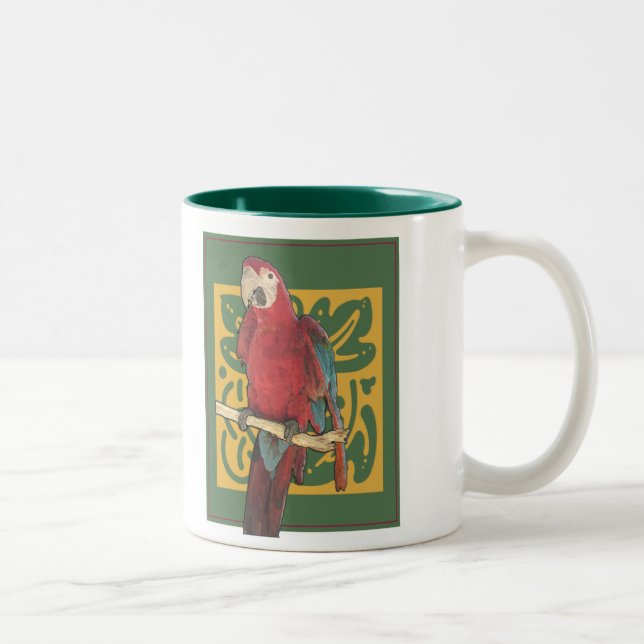 Papageien-Kunst Zweifarbige Tasse (Rechts)