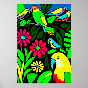 Papageien - Leinwand Art Print Poster