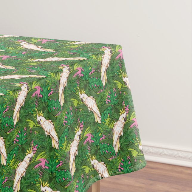 Papageien-Muster mit Palmblättern Tischdecke (Beispiel)