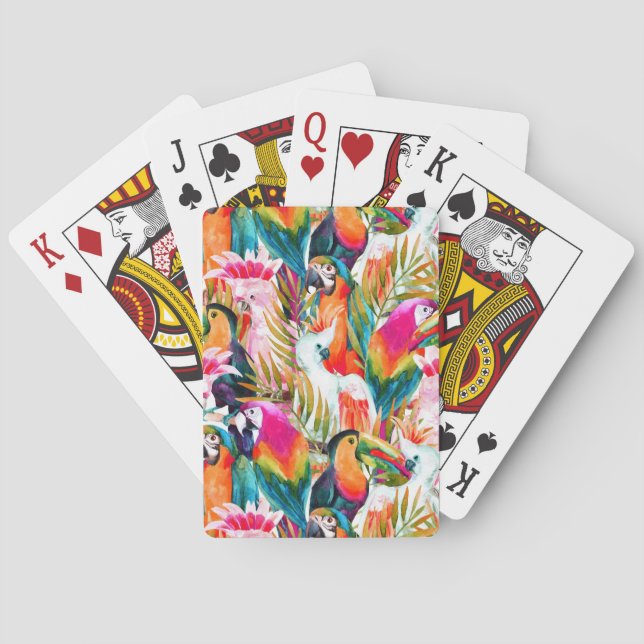 Papageien & Palm-Blätter Spielkarten (Rückseite)