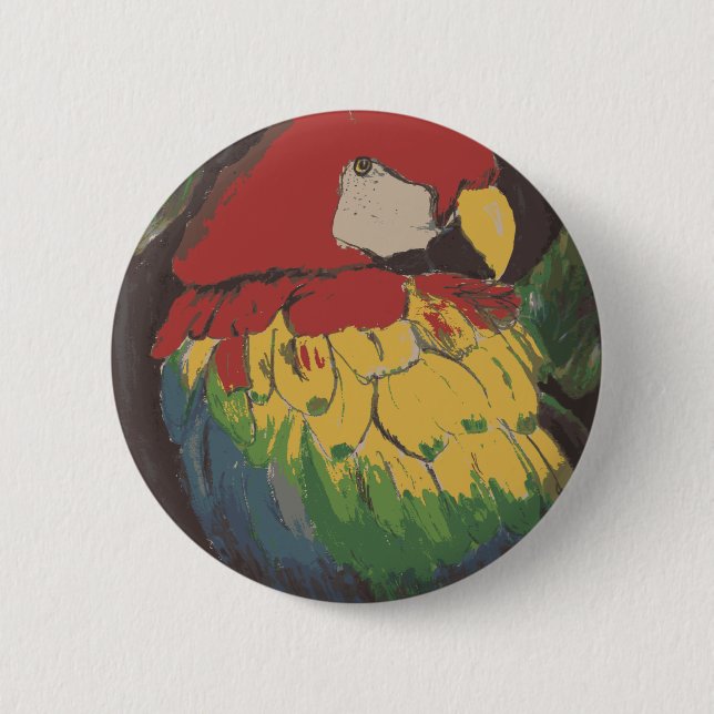 Papageien-Schultaschen-Knopf Button (Vorderseite)