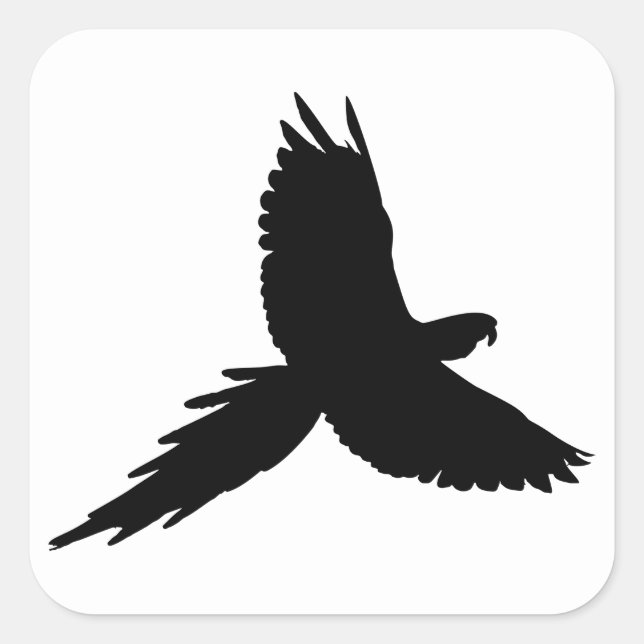 Papageien-Silhouette Quadratischer Aufkleber (Vorderseite)