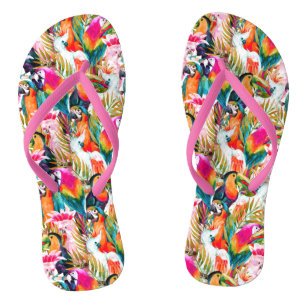 Papageien u. Palmblätter Flip Flops