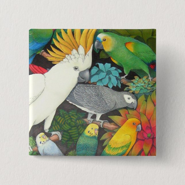 Papageien und Bromeliads Button (Vorderseite)