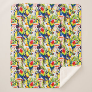 Papageien und Palmblätter Sherpadecke