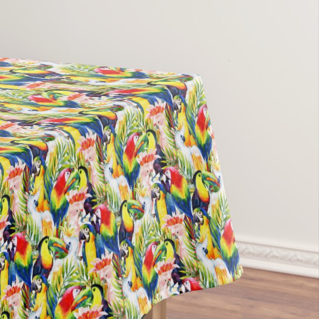 Papageien und Palmblätter Tischdecke (Beispiel)