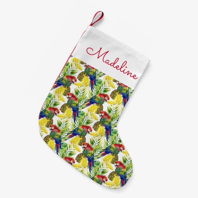 Papageien und tropische Frucht | addieren Ihren Kleiner Weihnachtsstrumpf (Vorderansicht (hängend))