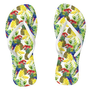 Papageien und tropische Frucht Flip Flops