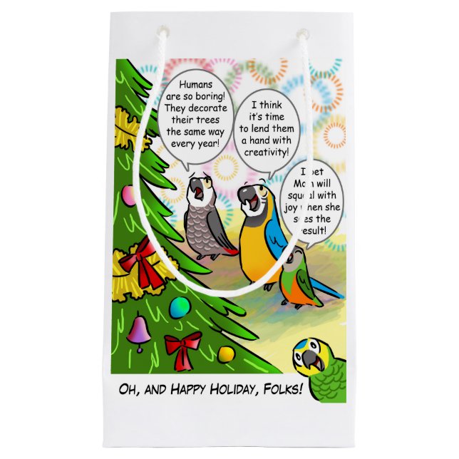 Papageien- und Weihnachtsbaum Kleine Geschenktüte (Vorderseite)