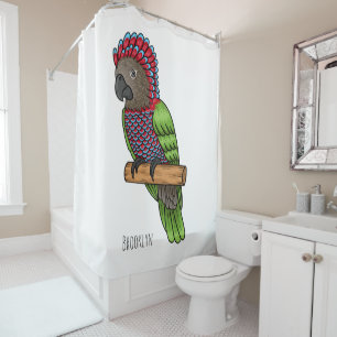 Papageien-Vogel-Cartoon-Illustration mit Habichtsk Duschvorhang