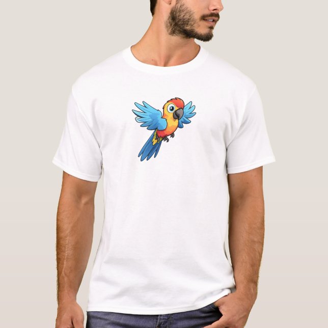 Papageienbild Cartoon T-Shirt (Vorderseite)
