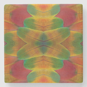 Papageienfeder Kaleidoskop Steinuntersetzer