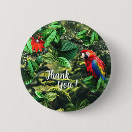 Papageienkürbis im Dschungel mit Blume Button