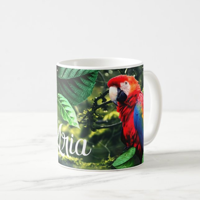 Papageienkürbis im Dschungel mit Blume Kaffeetasse (VorderseiteRechts)
