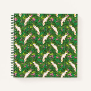 Papageienmuster mit Blätter aus Palm Notizbuch