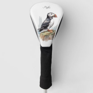 Papageientaucher auf einem Felsen Aquarell, indivi Golf Headcover