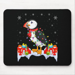 Papageientaucher mit Weihnachtsbeleuchtung - Papag Mousepad