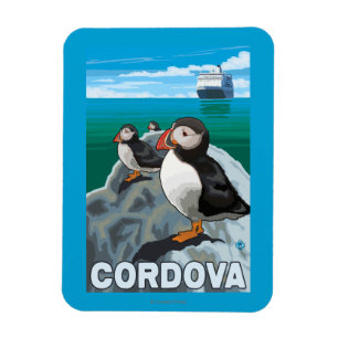 Papageientaucher u. Kreuzschiff - Cordova, Alaska Magnet