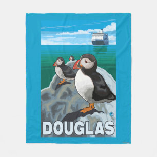 Papageientaucher u. Kreuzschiff - Douglas, Alaska Fleecedecke
