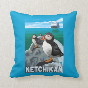 Papageientaucher u. Kreuzschiff - Ketchikan, Kissen