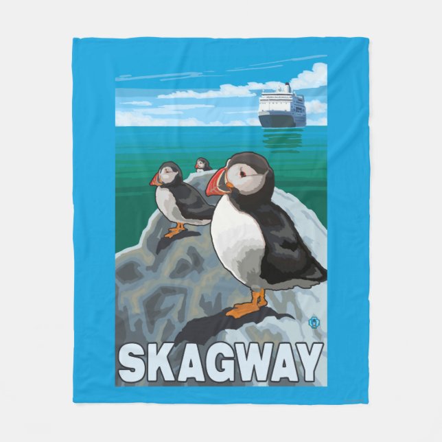 Papageientaucher u. Kreuzschiff - Skagway, Alaska Fleecedecke (Vorderseite)