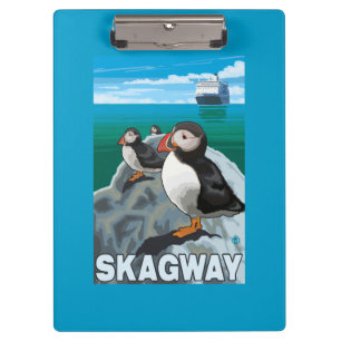 Papageientaucher u. Kreuzschiff - Skagway, Alaska Klemmbrett