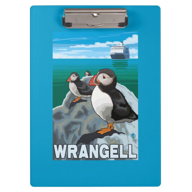 Papageientaucher u. Kreuzschiff - Wrangell, Alaska Klemmbrett (Vorderseite)