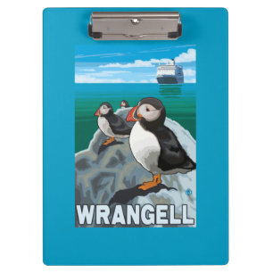 Papageientaucher u. Kreuzschiff - Wrangell, Alaska Klemmbrett