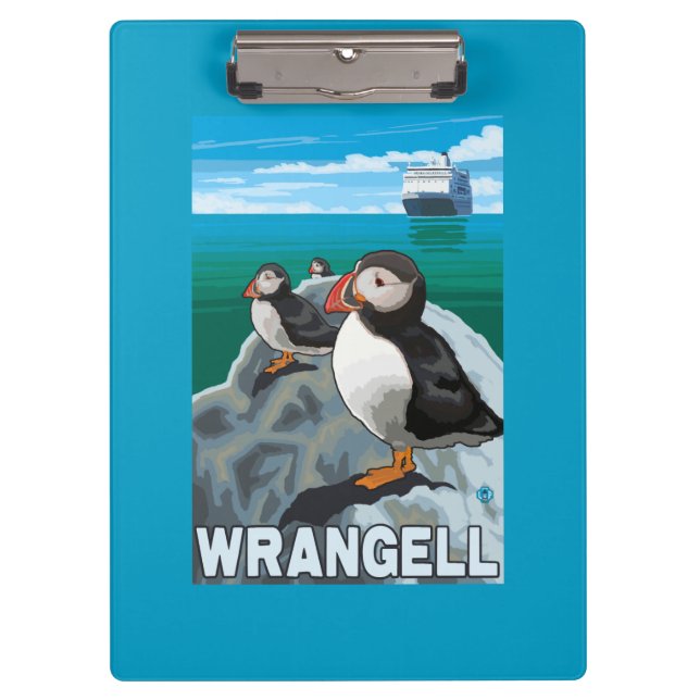 Papageientaucher u. Kreuzschiff - Wrangell, Alaska Klemmbrett (Vorderseite)