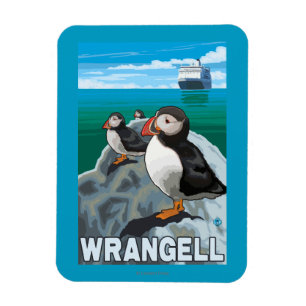 Papageientaucher u. Kreuzschiff - Wrangell, Alaska Magnet
