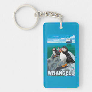 Papageientaucher u. Kreuzschiff - Wrangell, Alaska Schlüsselanhänger