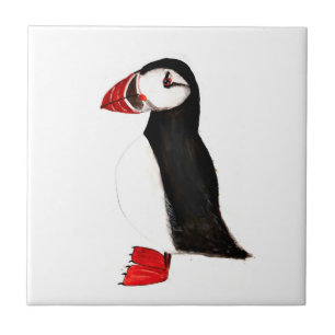 Papageientaucher-Vogel-Wildlife-Wasserfarbe Bunt  Fliese