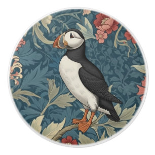 Papageientaucher-Vogel William Morris Stil linker  Keramikknauf
